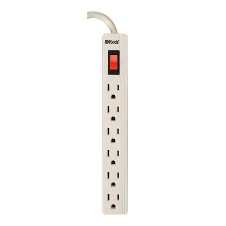 WOODS Woods 3835204 2 ft. Power Strip; White - 6 Outlets 3835204